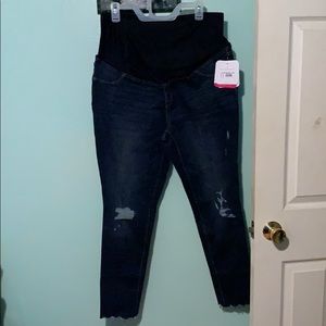 Maternity Distressed Jeggings - Dark Blue